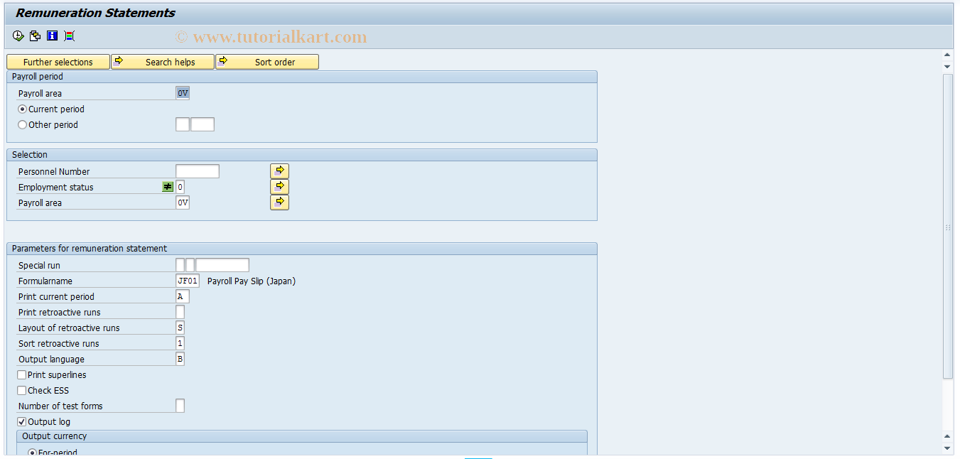 SAP TCode PC00_M22_CEDT_MNTH - Remun. state. for monthly payroll