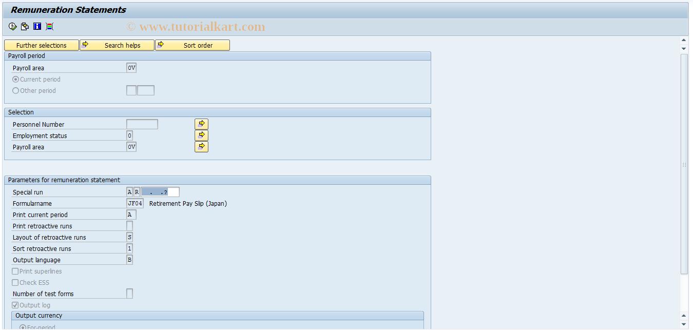 SAP TCode PC00_M22_CEDT_RETALW - Remun. state. for ret. allowance