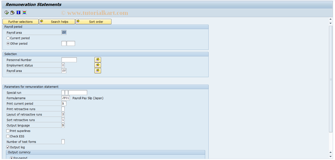 SAP TCode PC00_M22_CEDT_RETLIQ - Remun. state. for ret. liquidation