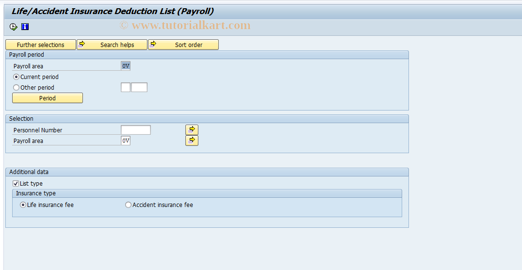 SAP TCode PC00_M22_CIDP - Life/accident ins. deduc. monthly