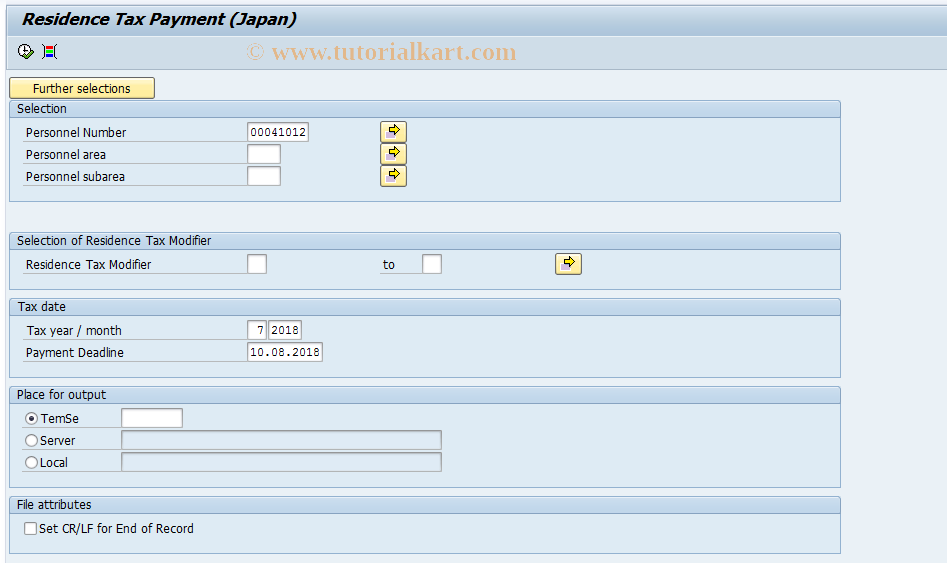 SAP TCode PC00_M22_CRTX - Create resident tax payment datafile