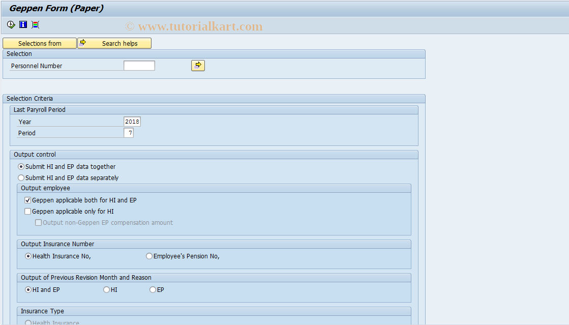 SAP TCode PC00_M22_CSIE - Geppen form