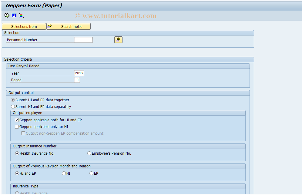 SAP TCode PC00_M22_CSIE_NT_OT - Geppen form