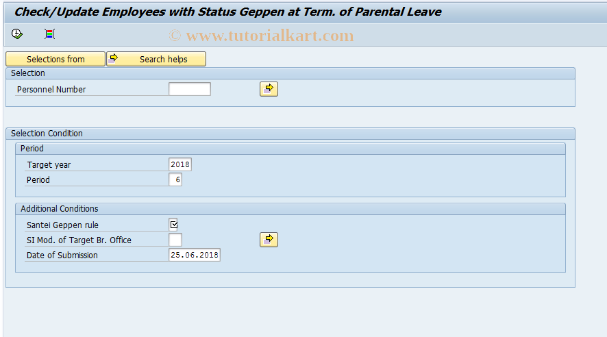 SAP TCode PC00_M22_CSIP - Check/Update Emp. with Gep. Prntl Lv