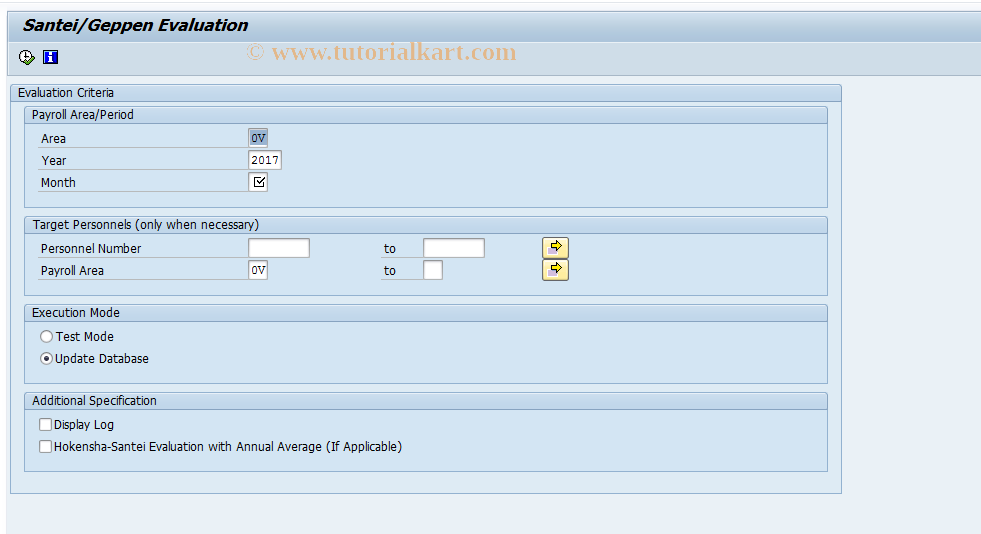 SAP TCode PC00_M22_CSIS - Start Santei/Geppen evaluation