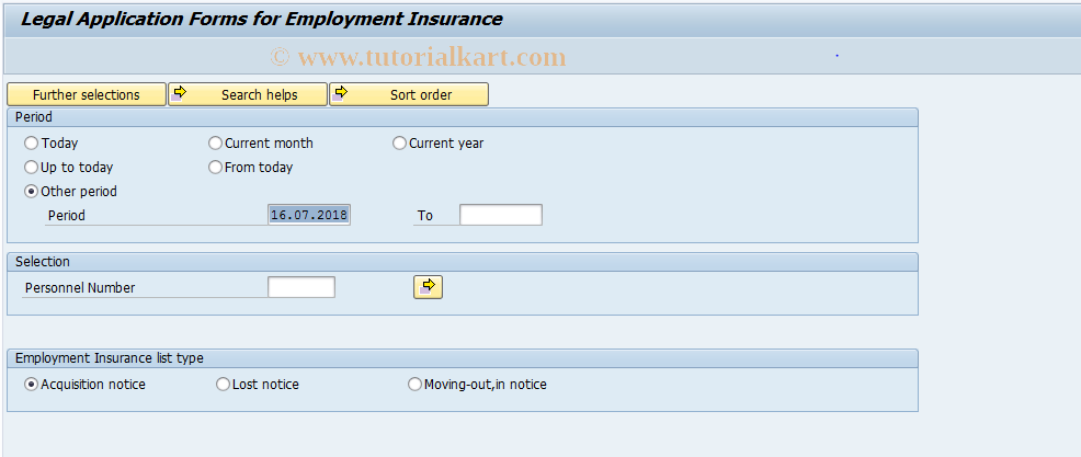 SAP TCode PC00_M22_CUEM - Employement insurance applic. data