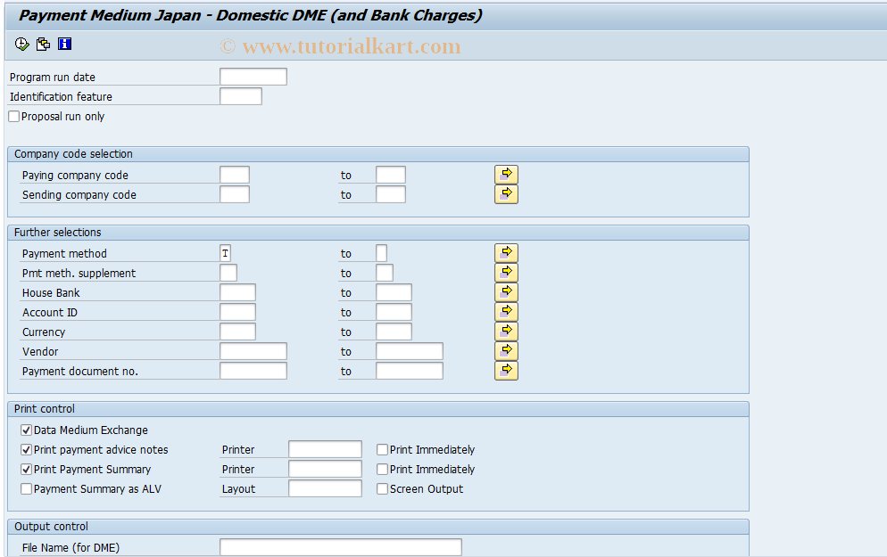 SAP TCode PC00_M22_FFOT - Create payment medium - Domestic DME