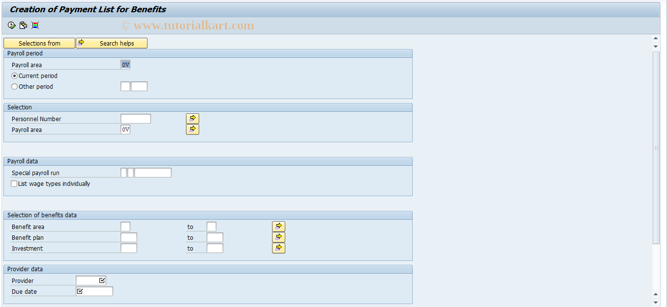 SAP TCode PC00_M22_LBENPAY - Payment order for benefits