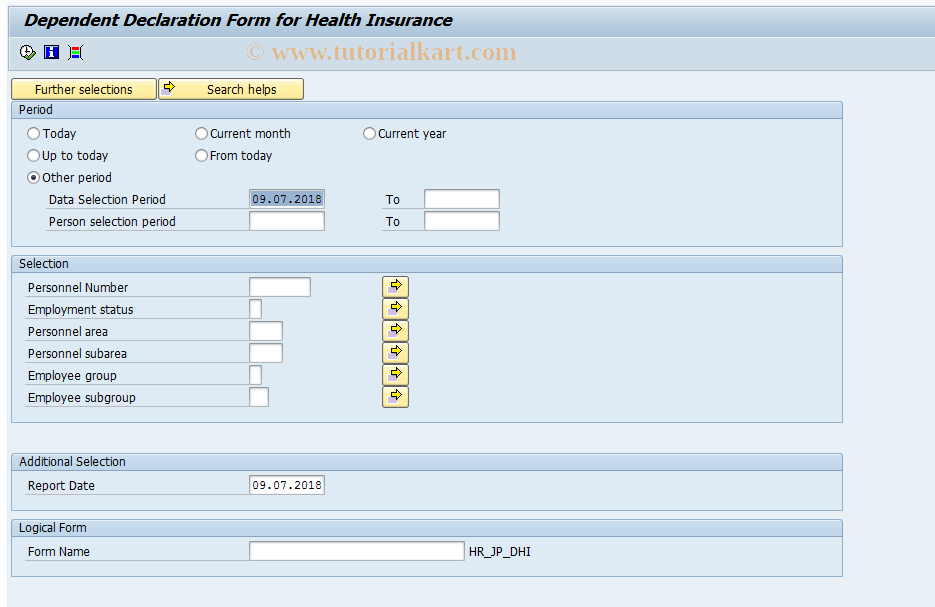 SAP TCode PC00_M22_LDHI - Dependent declaration form for HI