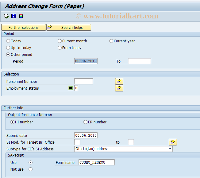 SAP TCode PC00_M22_LDQA - Address change form