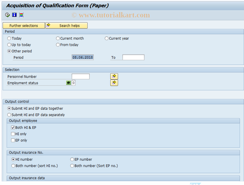 SAP TCode PC00_M22_LDQO - Acquisition form