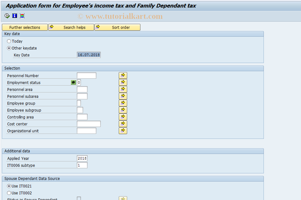SAP TCode PC00_M22_LDTD - EE's Income Tax & Family Depend. Tax