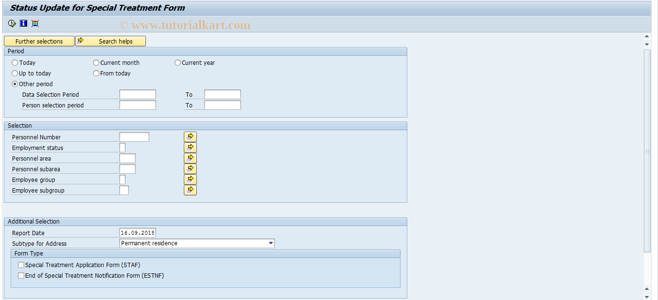 SAP TCode PC00_M22_LSTF - Special Treatment Forms