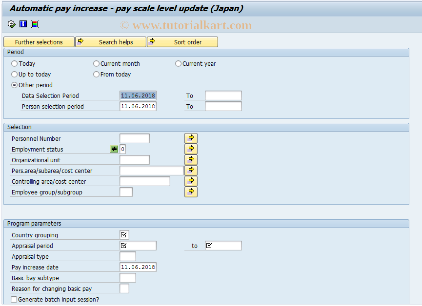SAP TCode PC00_M22_UTRFJ0 - Automatic Pay Increase (P/S level)