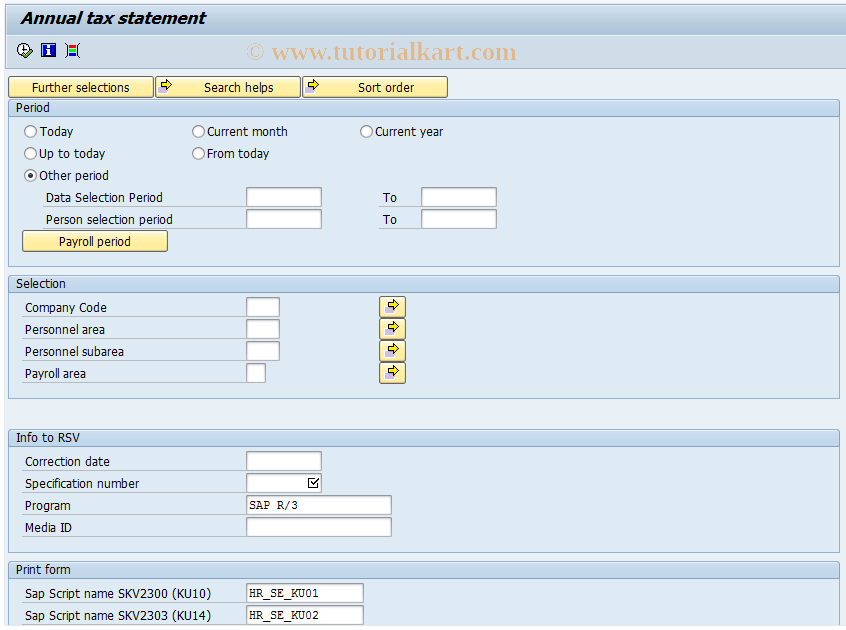 SAP TCode PC00_M23_CKU1 - Annual tax statement