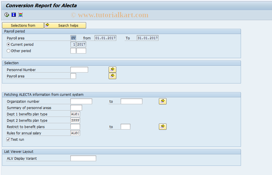 SAP TCode PC00_M23_CSPP - Conversion Report for Alecta