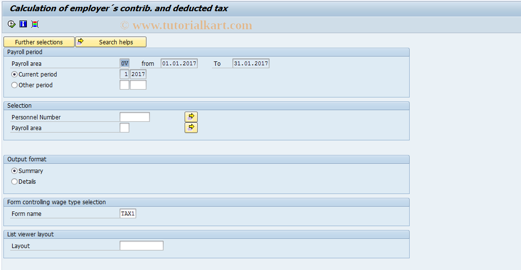 SAP TCode PC00_M23_CSTA - employer´s contrib. and tax cumulate
