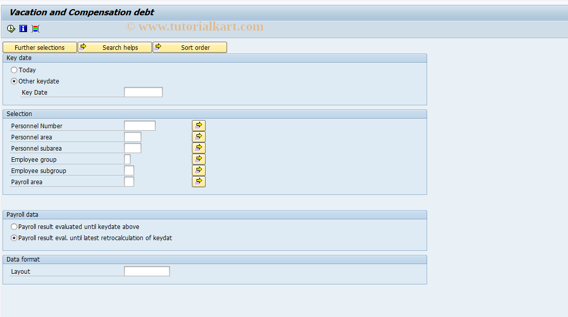 SAP TCode PC00_M23_CVAC - Vacation and Compensation debt