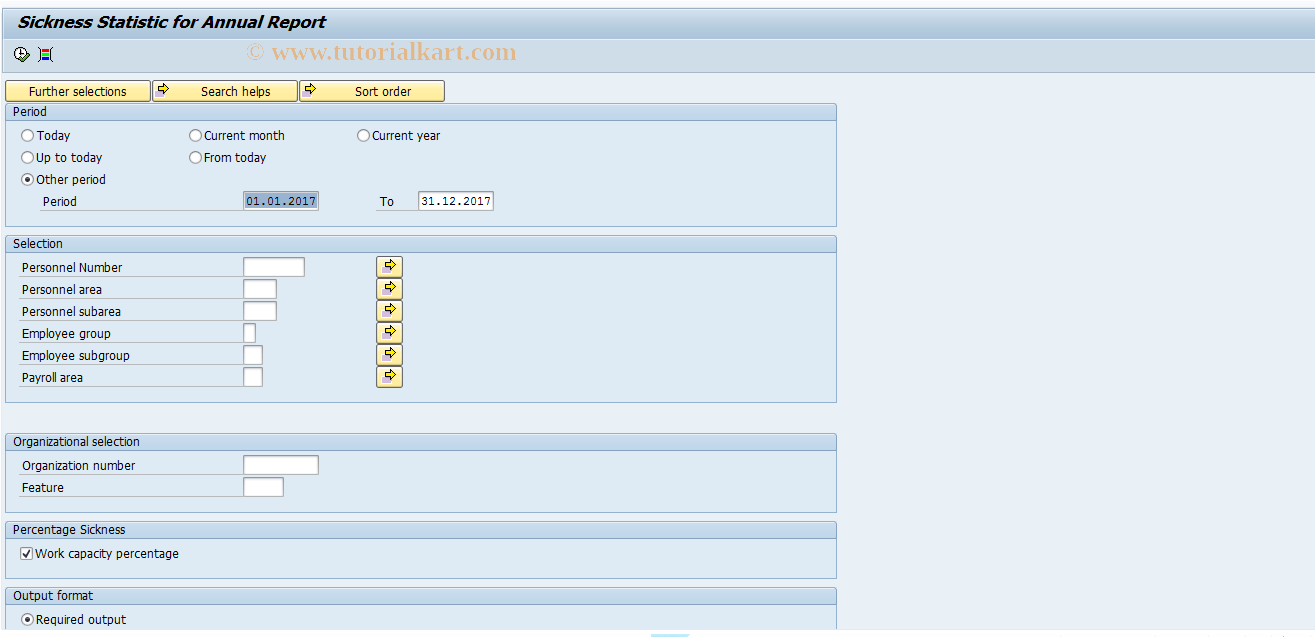 SAP TCode PC00_M23_ICS0 - Sickness Statistic for Annual Report