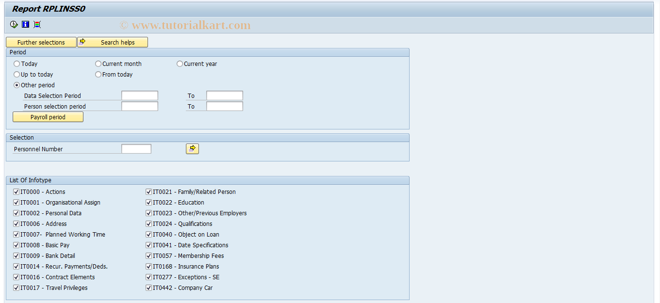 SAP TCode PC00_M23_LINS - Personal Data Act