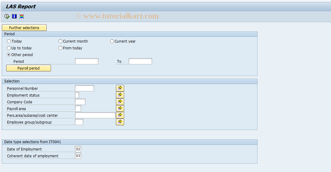 SAP TCode PC00_M23_LLAS - LAS Report