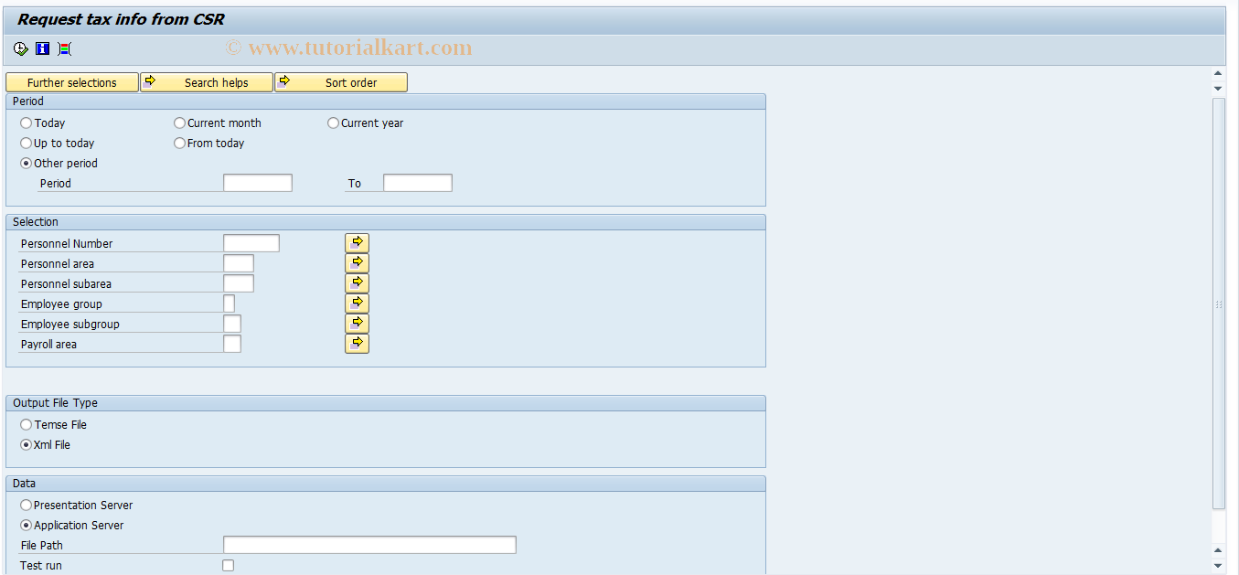 SAP TCode PC00_M23_LRQT - Request tax info from CSR