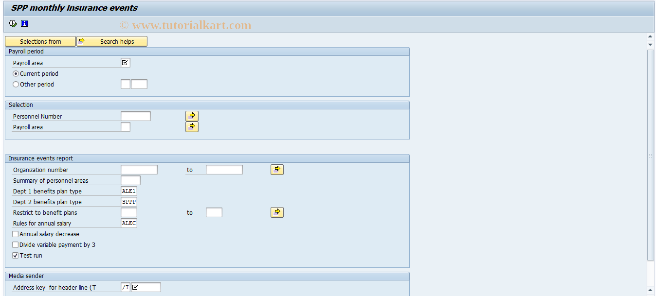 SAP TCode PC00_M23_LSPP - SPP monthly insurance events