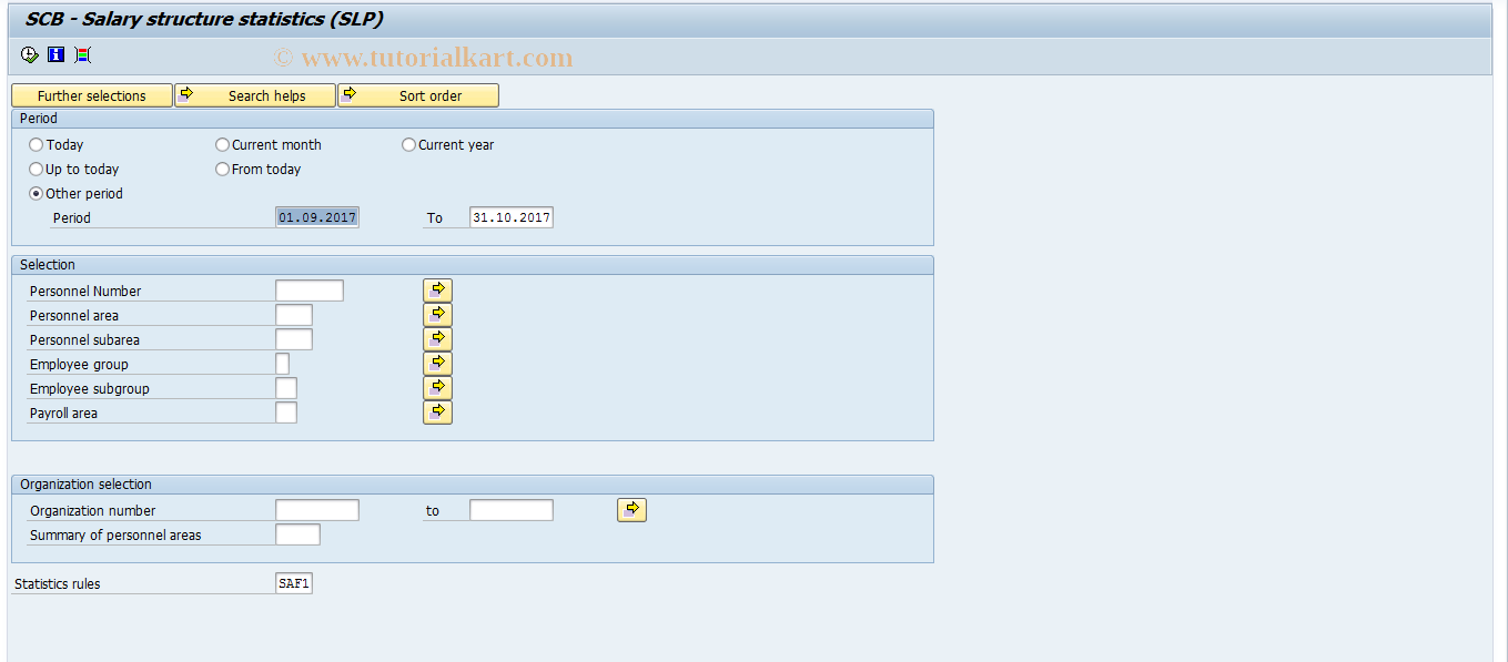 SAP TCode PC00_M23_SSBM - SCB salary structure statistics