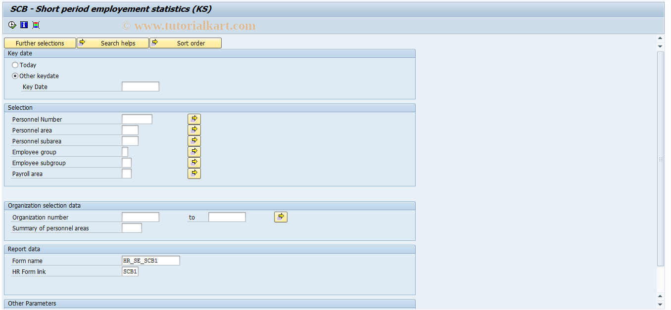 SAP TCode PC00_M23_SSBS - Short period employement statistics