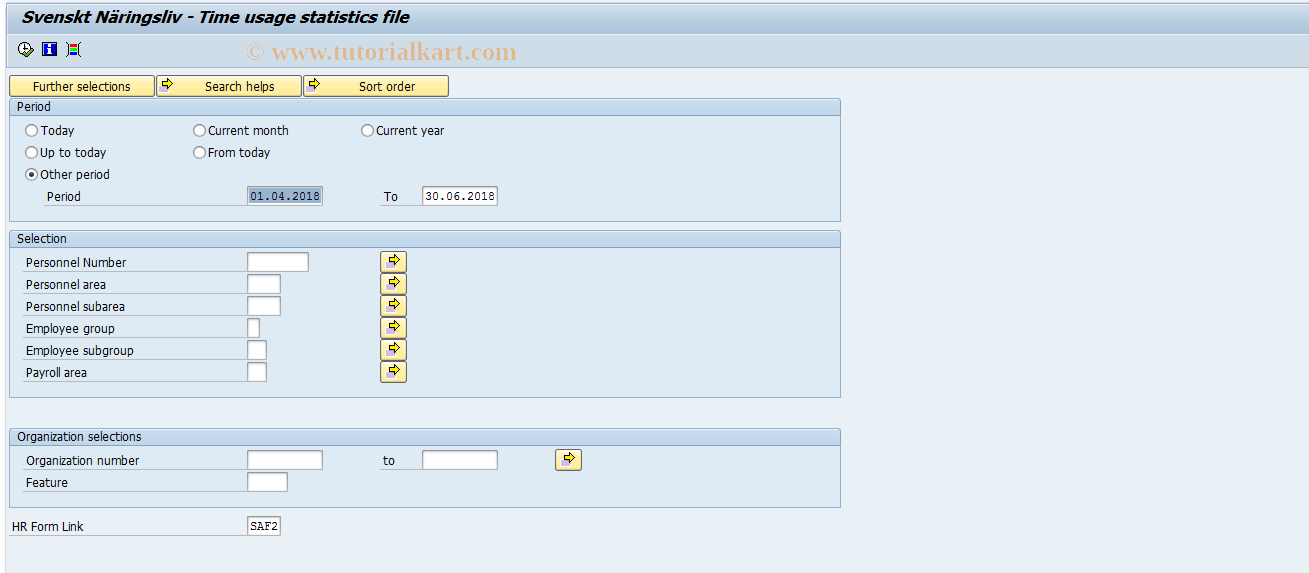 SAP TCode PC00_M23_SSFT - SAF time usage statistics file