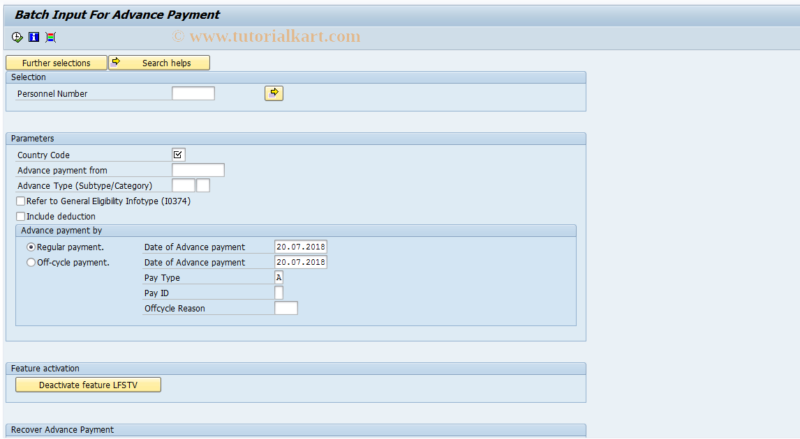 SAP TCode PC00_M25_CFAP - Generate Festival Advance Payment