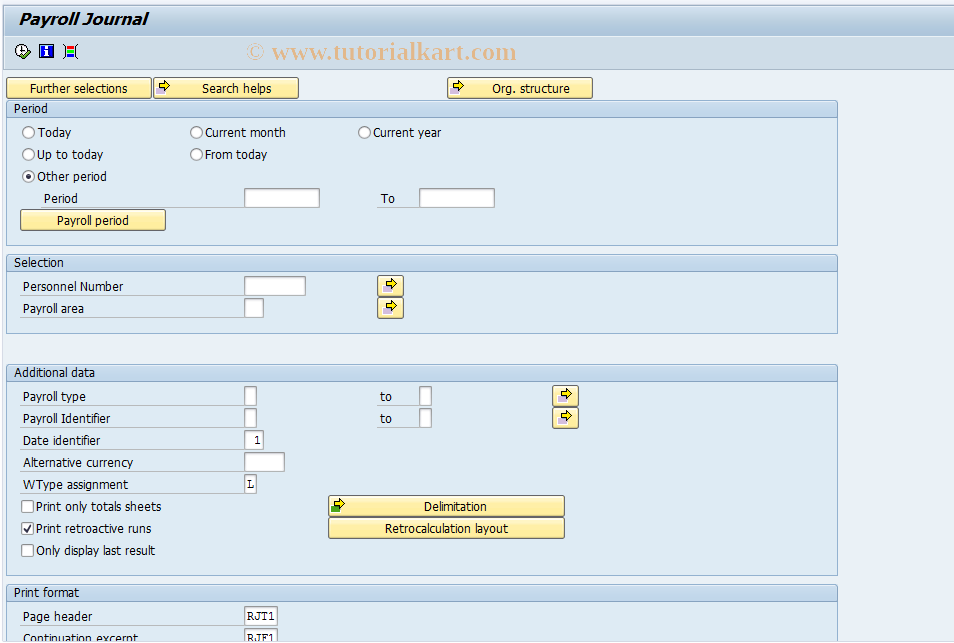 SAP TCode PC00_M25_CLJN - Display Payroll Journal