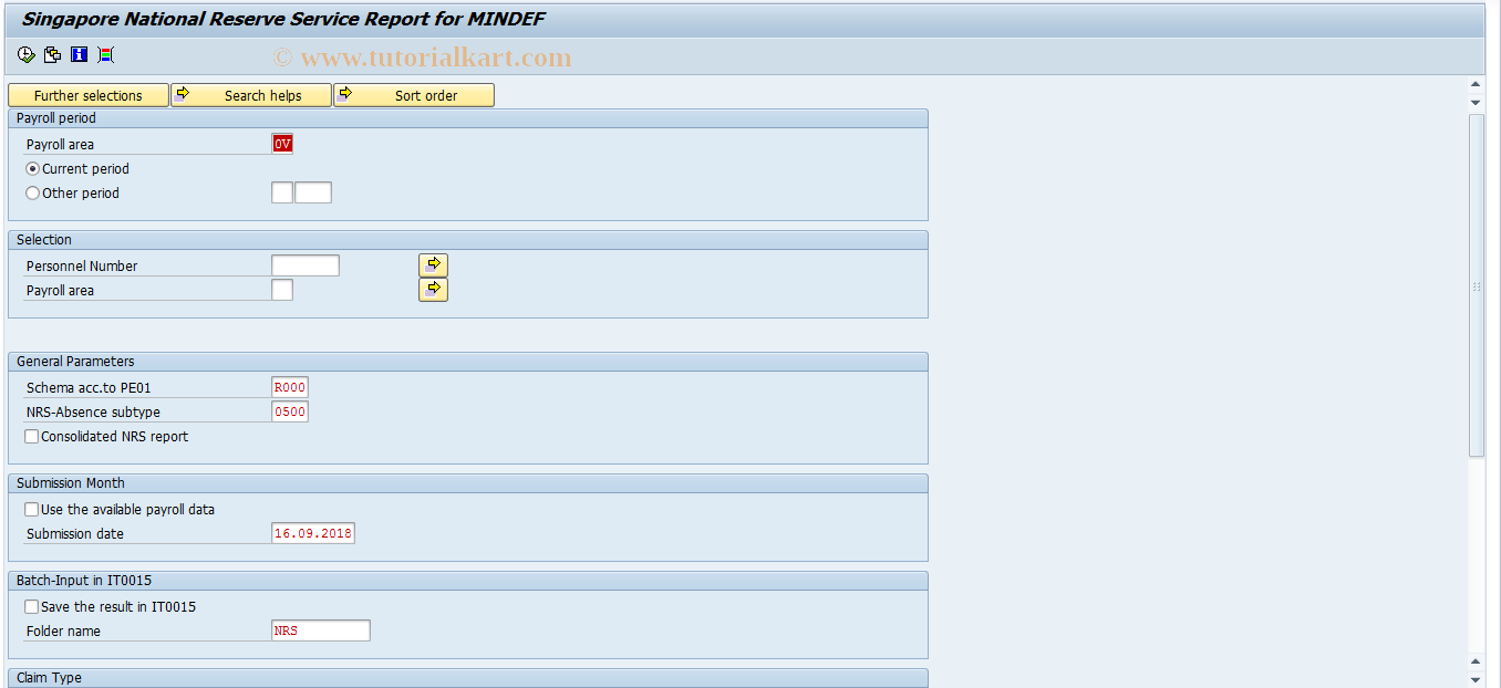 SAP TCode PC00_M25_CNRS - Run NRS Report for MINDEF