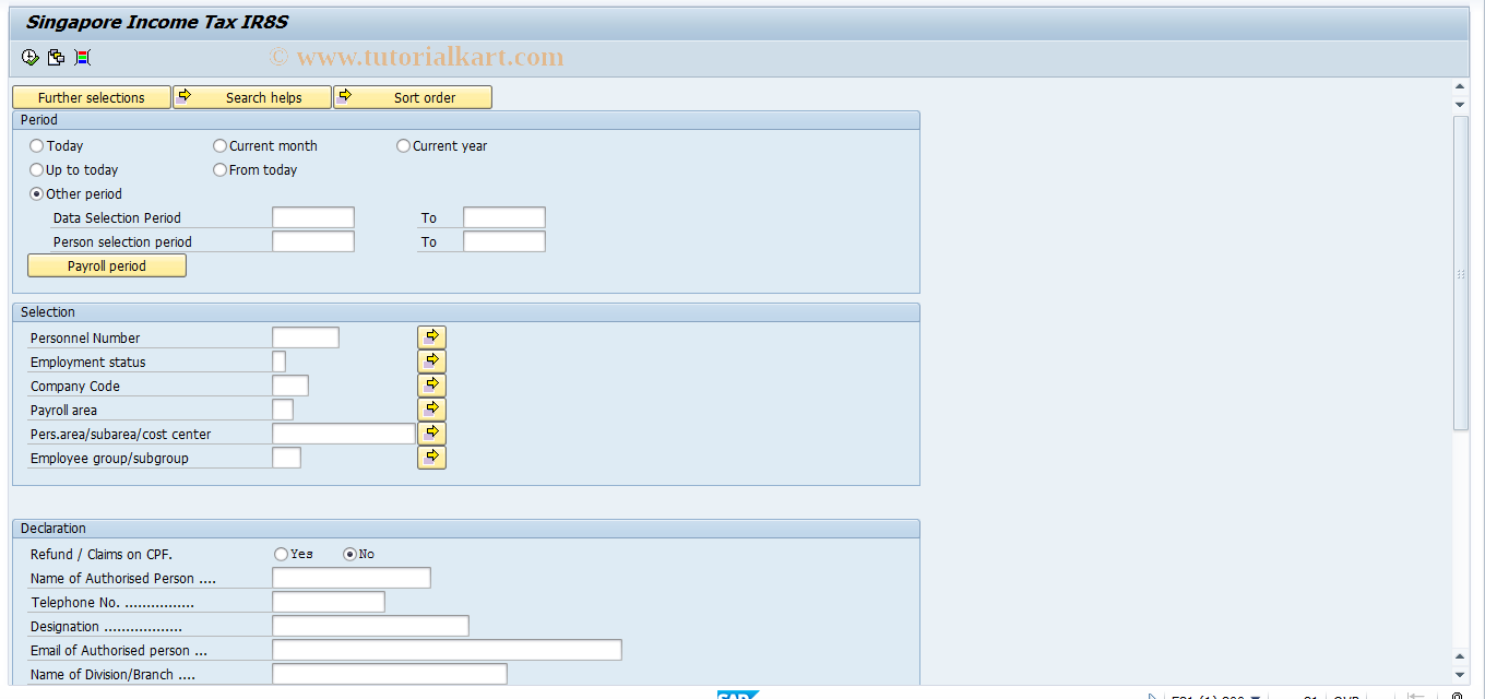 SAP TCode PC00_M25_CT8S - Run Income Tax Report for IR8S