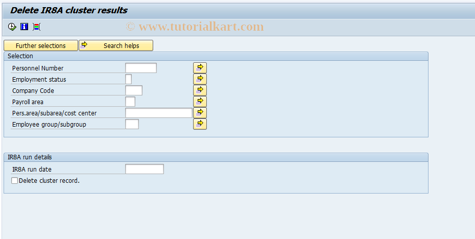 SAP TCode PC00_M25_DEL8A - Deletion utility for IR8A cluster