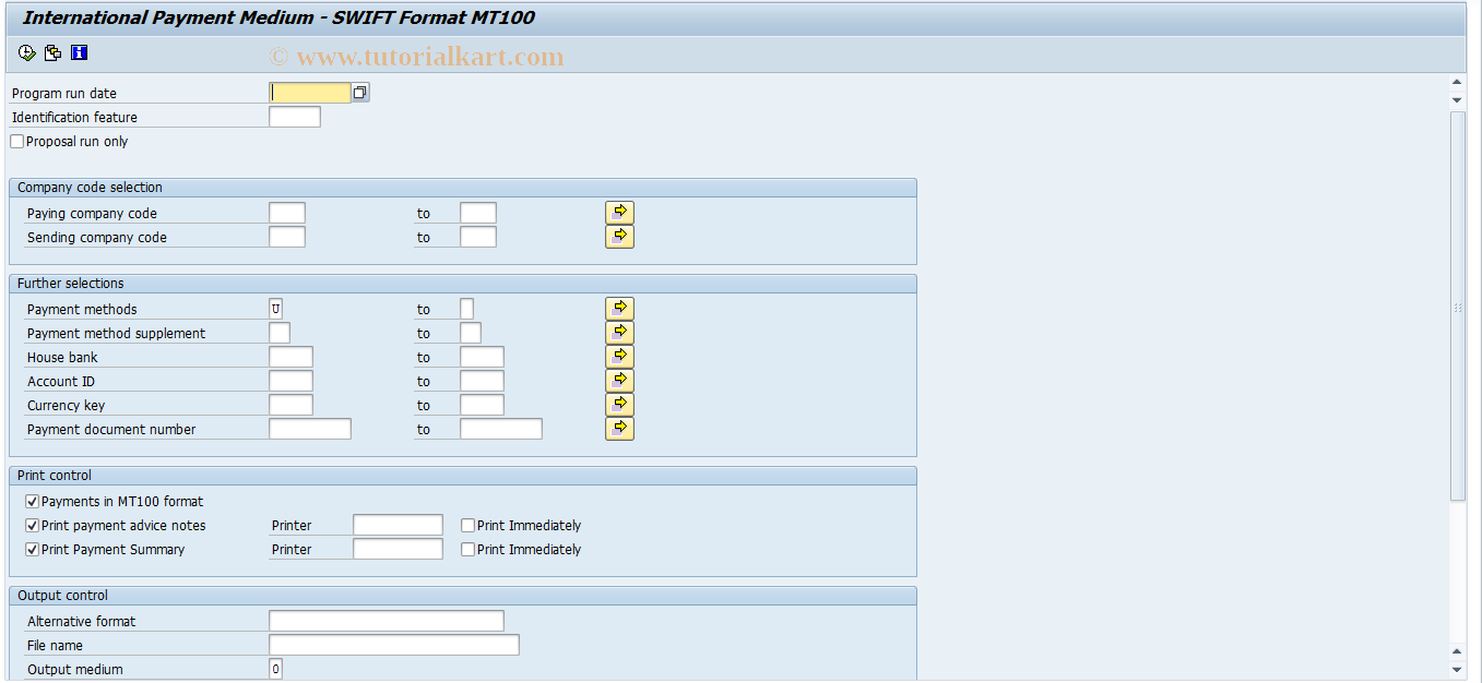 SAP TCode PC00_M25_FFOT - Perform Bank Transfer