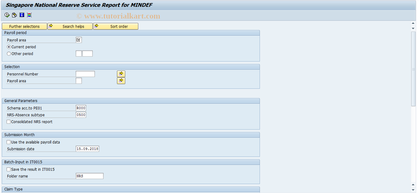 SAP TCode PC00_M25_NNRS - Run new NRS Report for MINDEF