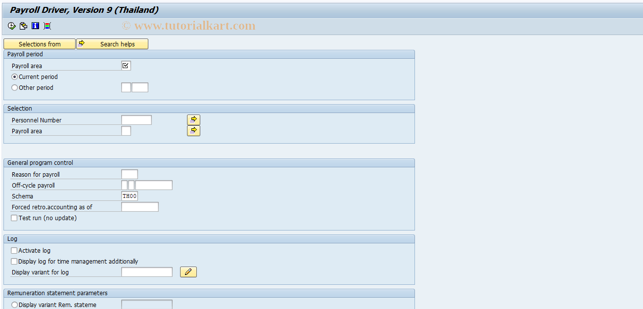 SAP TCode PC00_M26_CALC - Start Payroll