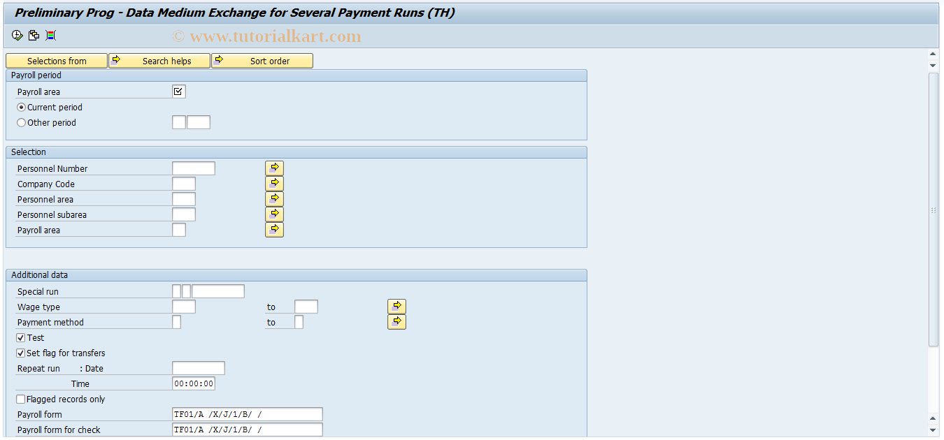 SAP TCode PC00_M26_CDTC - Prepare Bank Transfer