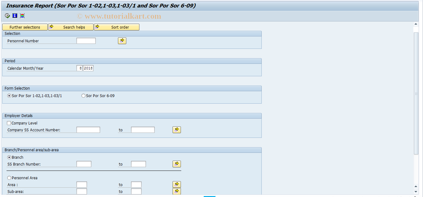 SAP TCode PC00_M26_CINS1 - Insurance Report