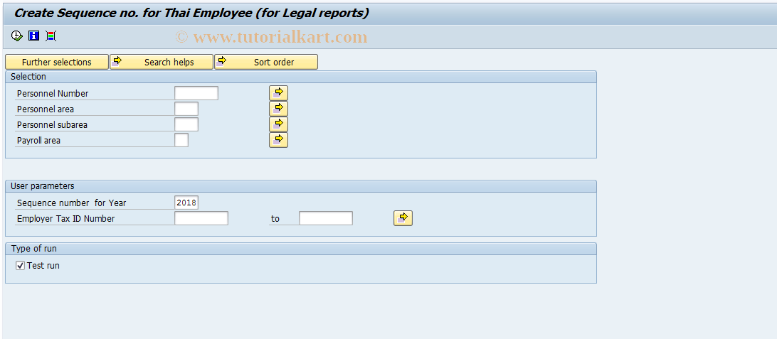 SAP TCode PC00_M26_CREATE_SEQN - Create Seq. number for Thai employee