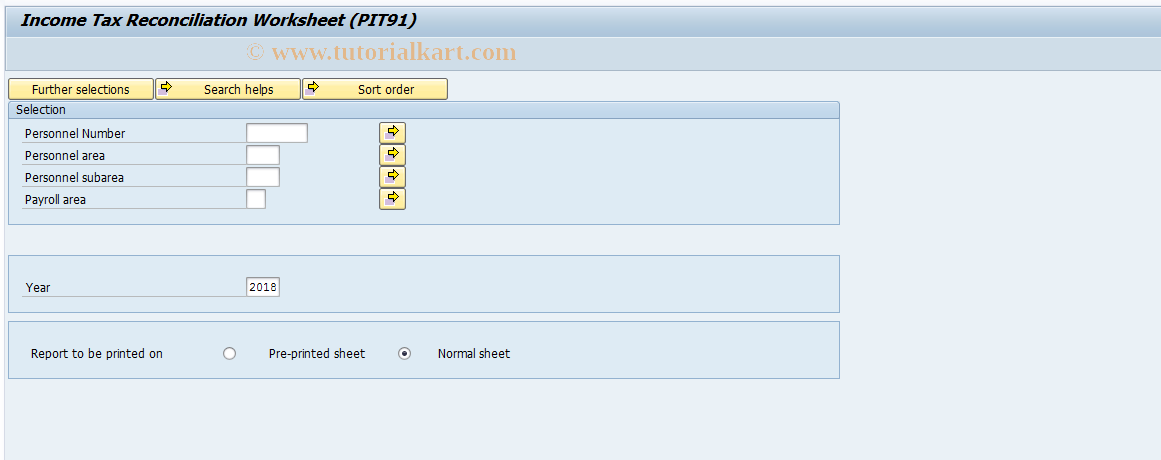 SAP TCode PC00_M26_CTX91 - Reconcile Income Tax for Form PIT91
