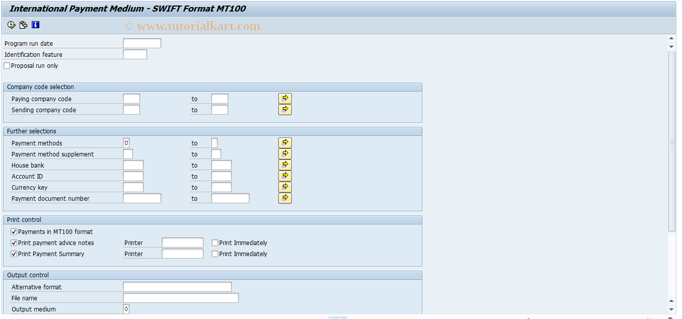 SAP TCode PC00_M26_FFOM - Perform Bank Transfer