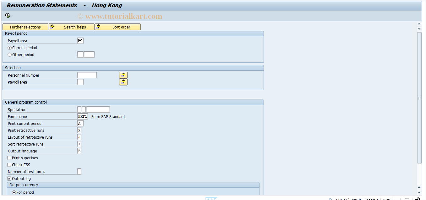 SAP TCode PC00_M27_CEDT - Print Remuneration Statement