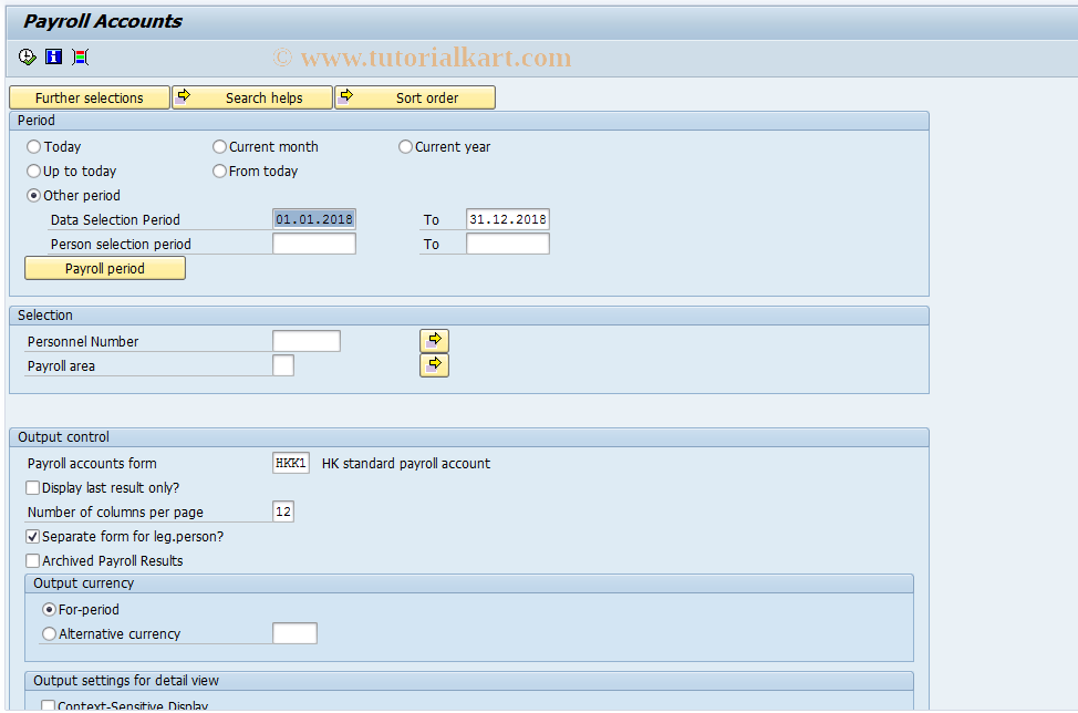 SAP TCode PC00_M27_CKTO - Display Payroll Account