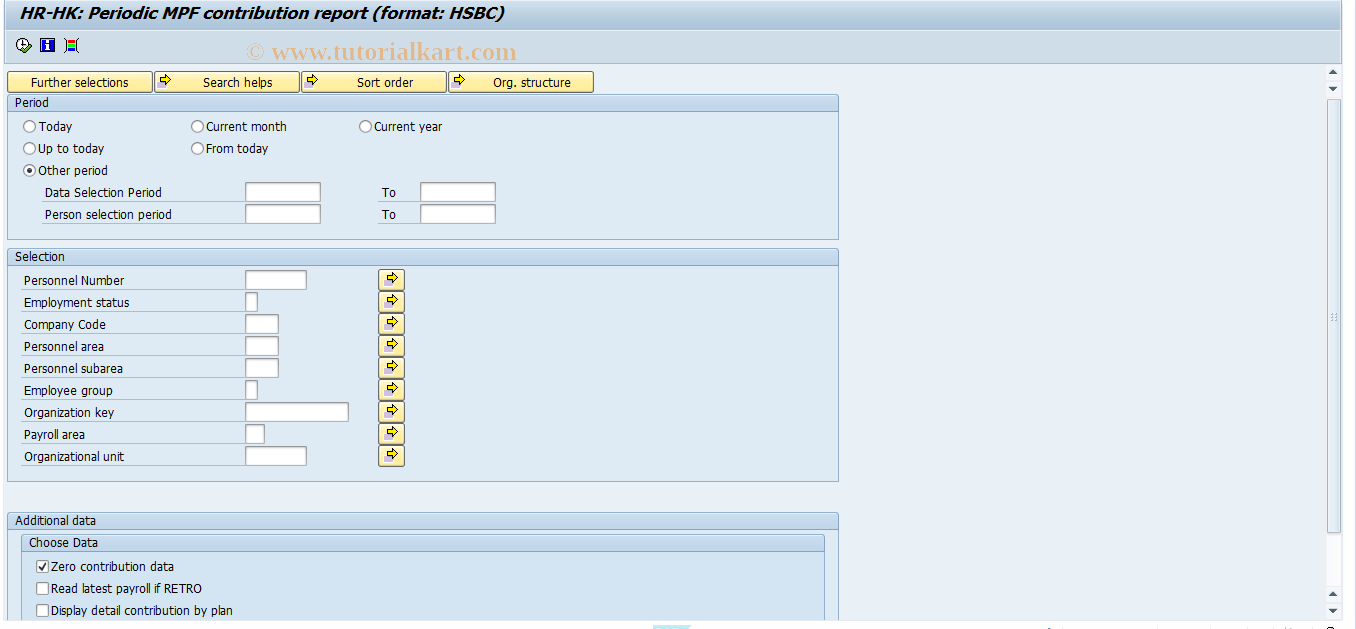 SAP TCode PC00_M27_CPFC - MPF contri. medium report for HSBC