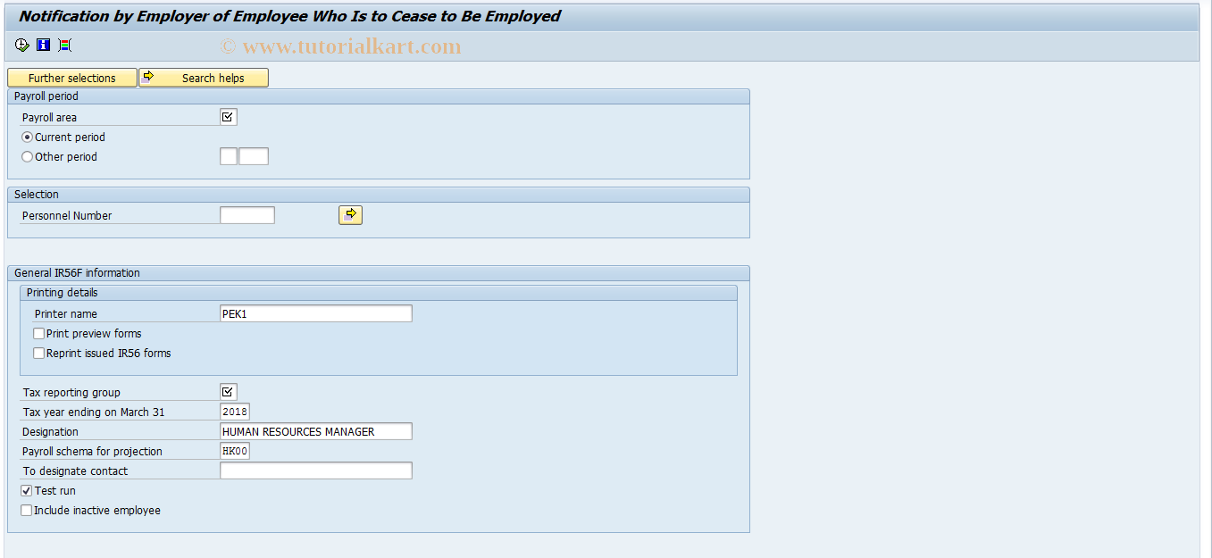 SAP TCode PC00_M27_CTXF - Print Form IR56F