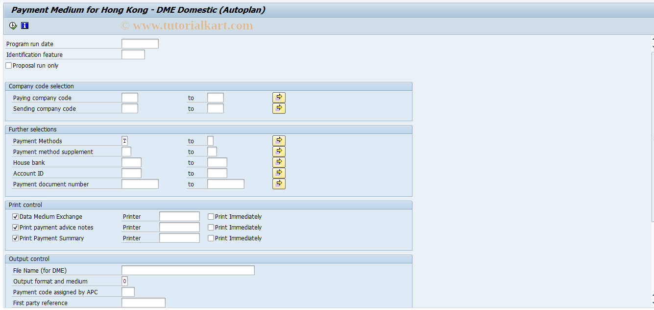 SAP TCode PC00_M27_FFOT - Perform Bank Transfer