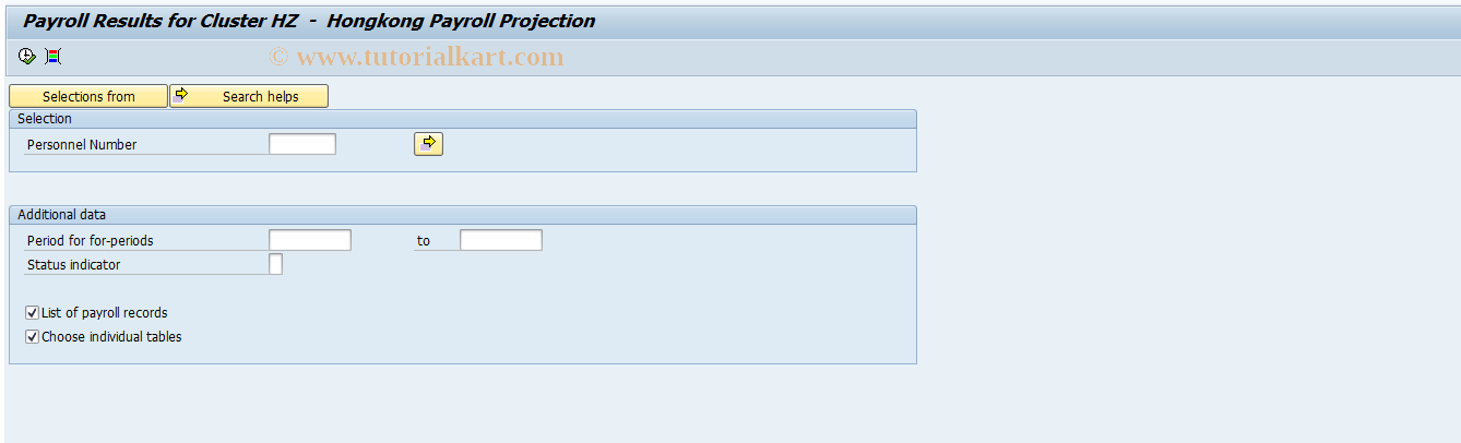 SAP TCode PC00_M27_HHKCLST1 - Payroll Results for Cluster HZ