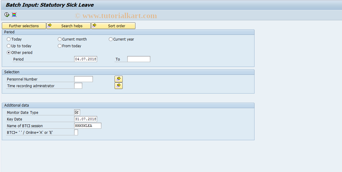 SAP TCode PC00_M27_SSL - Create Statutory Sickness Leave